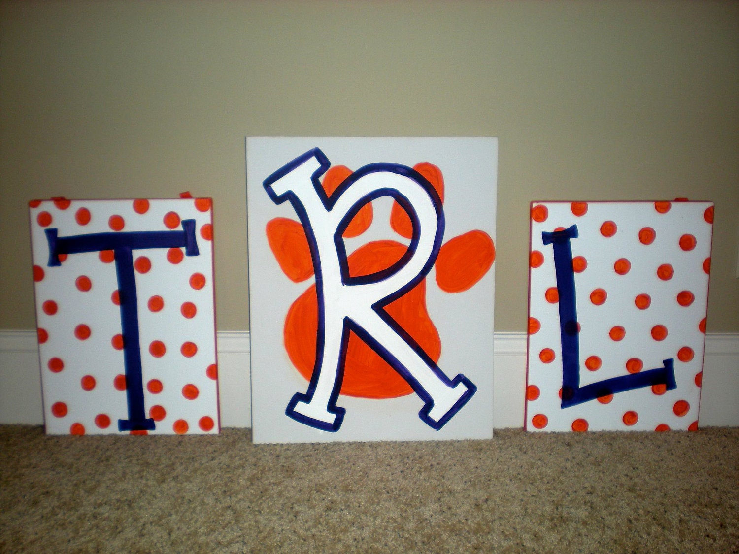 College Dorm Monogram Canvas Paintings