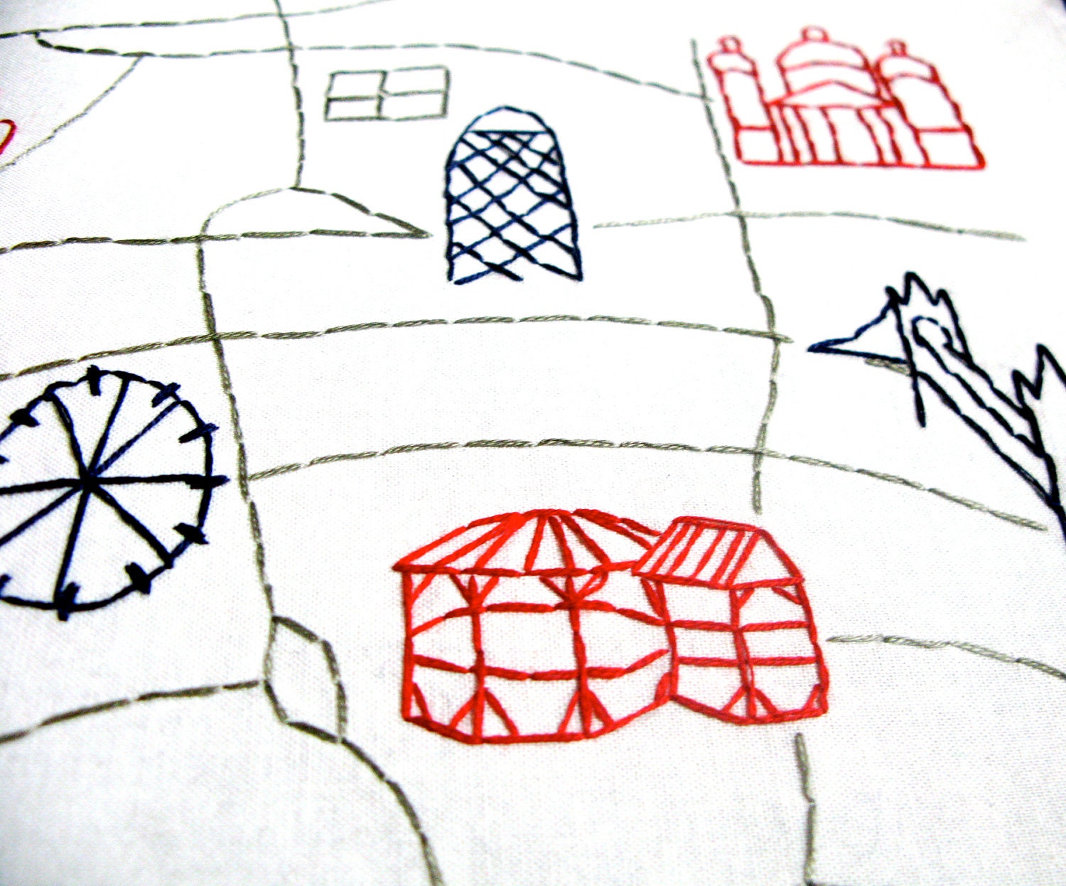 London Embroidered Map, lllustrated