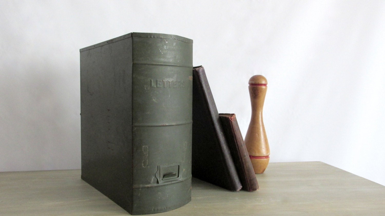 Letter File Box. 1940's Army Green Box. Khaki