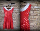 Vintage Dress / Sugar and Spice Red and White Polkadot Dress / 1950s / Small