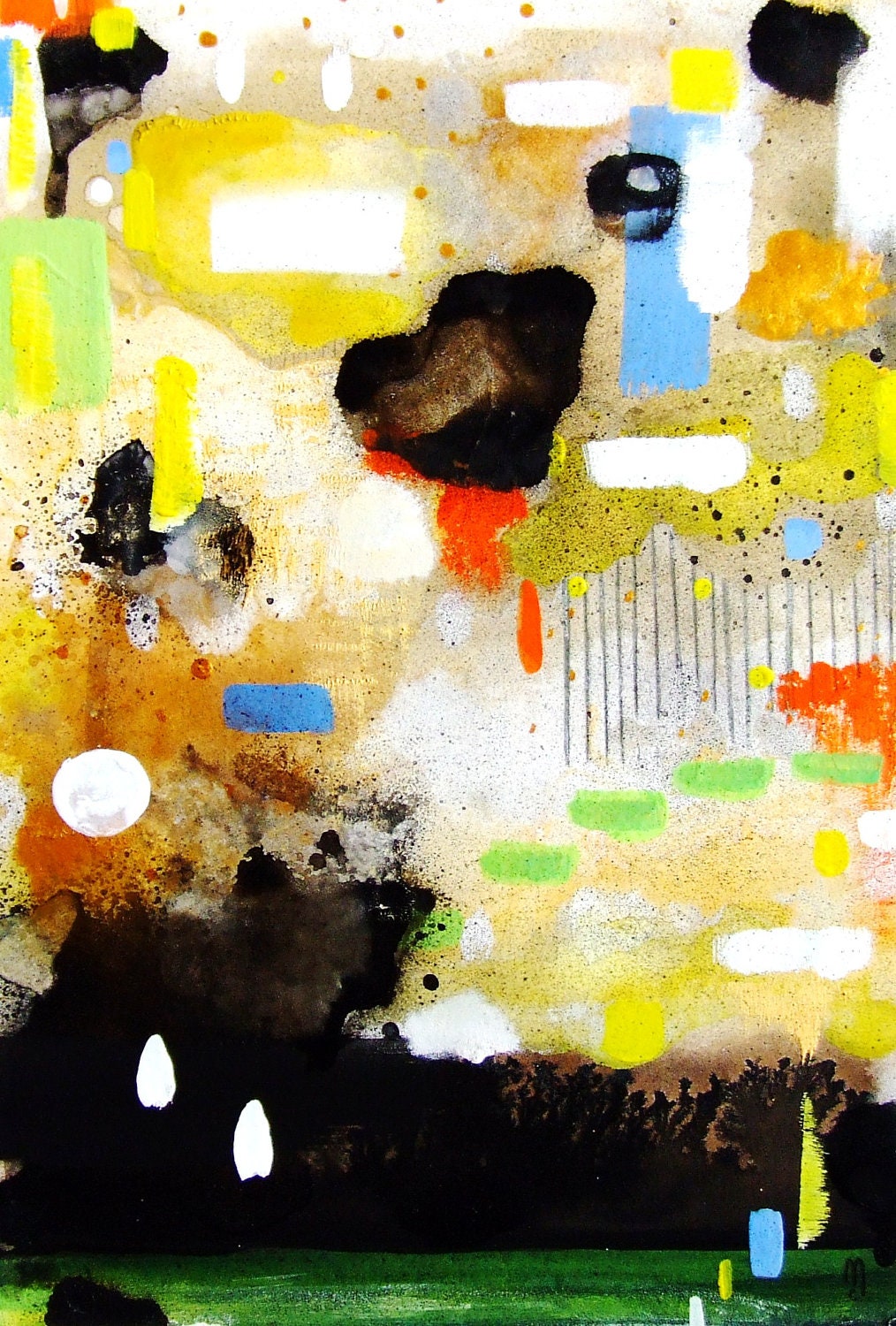 Abstract Art Abstract Painting Abstract Landscape Drawing Sky Clouds Nature Modern Contemporary Art Workart Gouache Ink Decor Orange Black