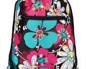 Drawstring Backpack Cinch Sack Bookbag Camp Bag Gym Pink Flower Power Girls Monogrammed Personalized Tote