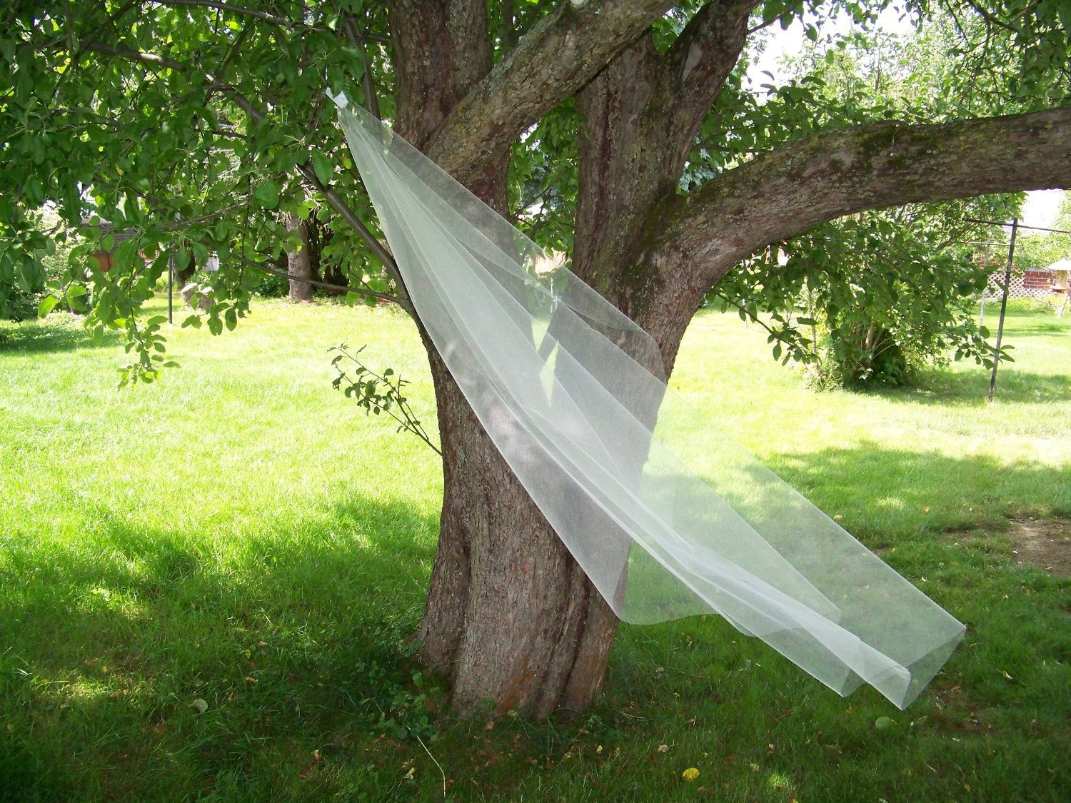 Custom Waltz Length Mantilla Veil Cut Edge Illusion