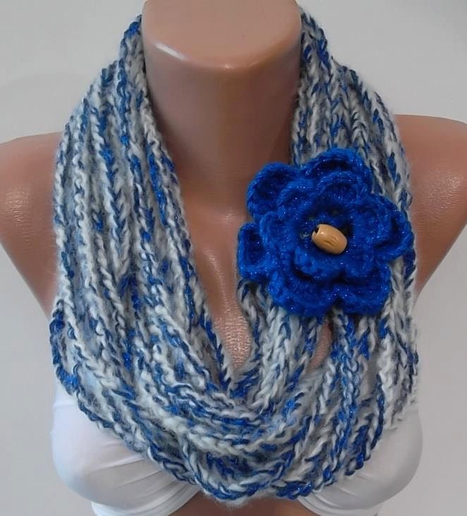 LOTUS - Crochet infinity  Scarf  Elegant Scarf   Wool Scarf   Very Soft