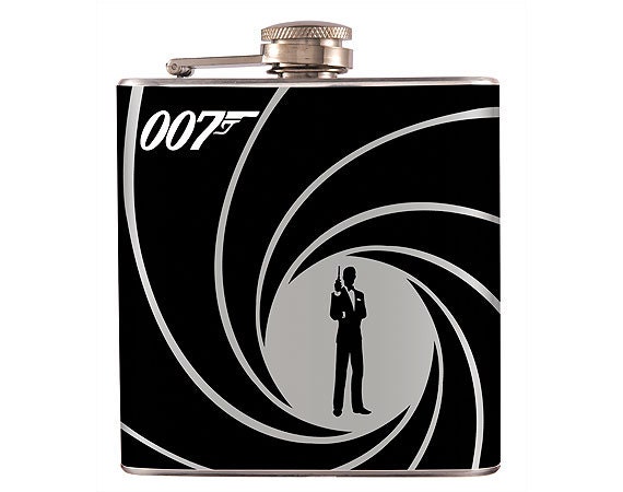 Liquor Hip Flask Stainless Steel James Bond 007  6 oz (F-76)