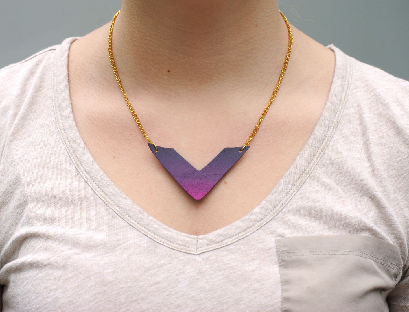 Painted ombre arrow necklace