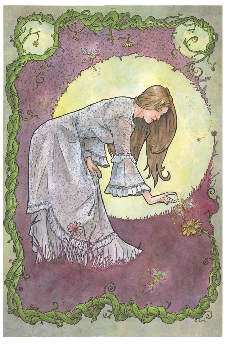 Limited edition Print Art nouveau watercolor 09