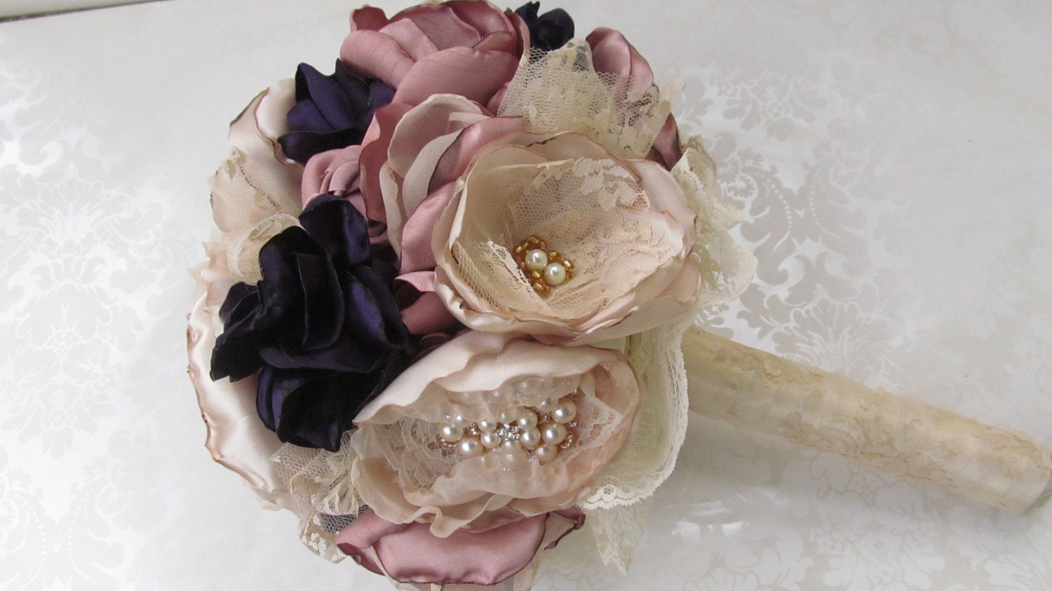 Fabric  Bouquet /  Brooch Bouquet / Bridal Bouquet / The Emma Rose Bridal Bouquet