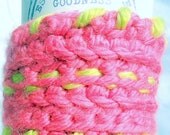 Crochet Coffee Cozy: Thick, Fuzzy Pink and Green Coffee Cup Cozy