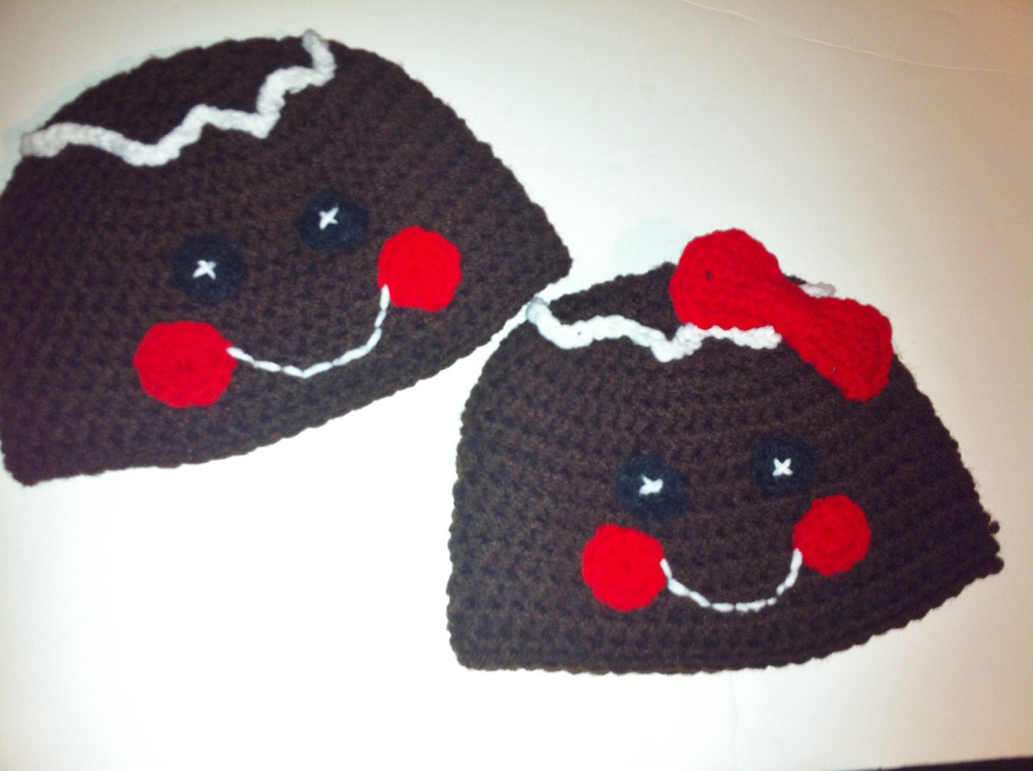 Christmas Gingerbread Hat, Crochet Boy or Girl Gingerbread Beanie Hat Baby, Toddler, Child, Ready to Ship