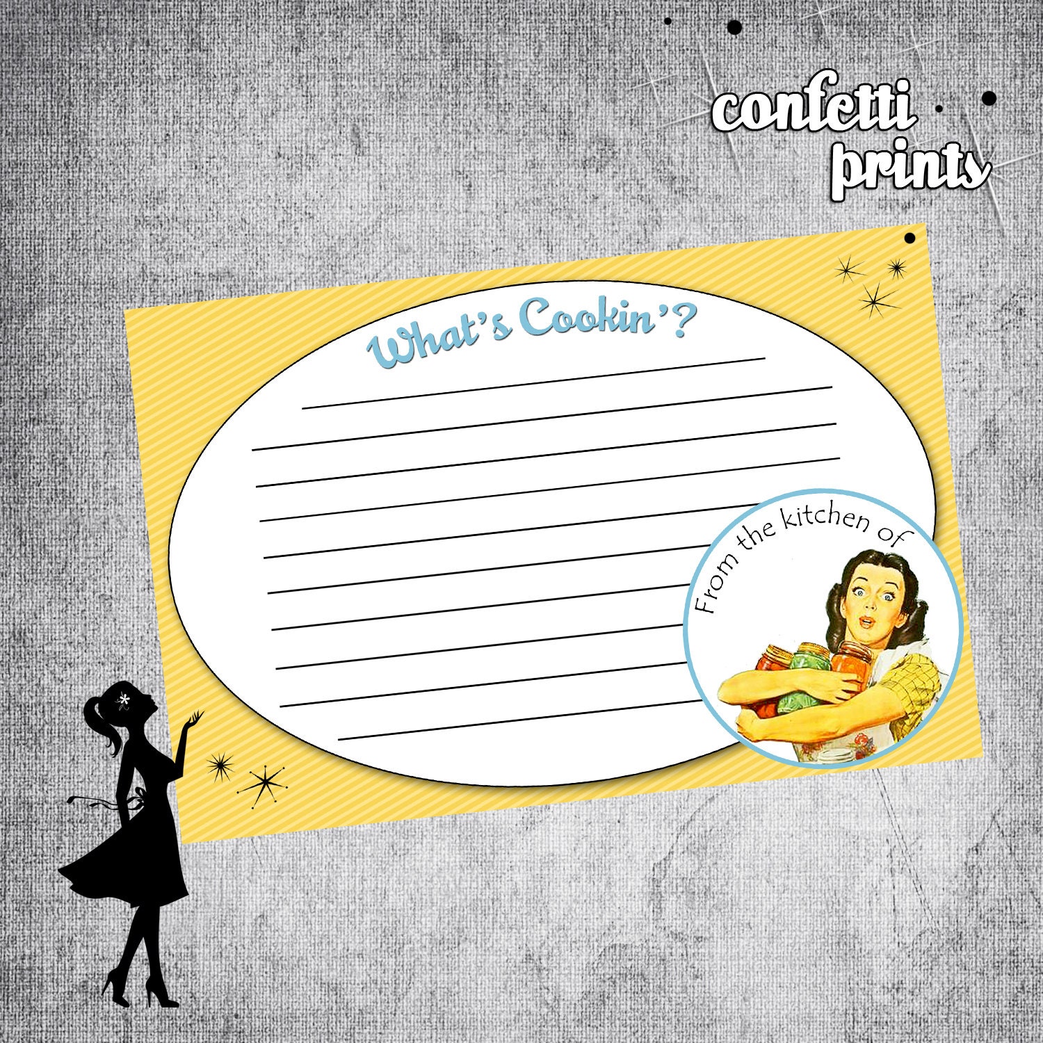 Retro Housewife Recipe Card - GOSSIP GIRLS Printable