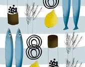 Swedish style 'Picknick' A4 Print - retro inspired,mid-century, kitchen print, picnic.