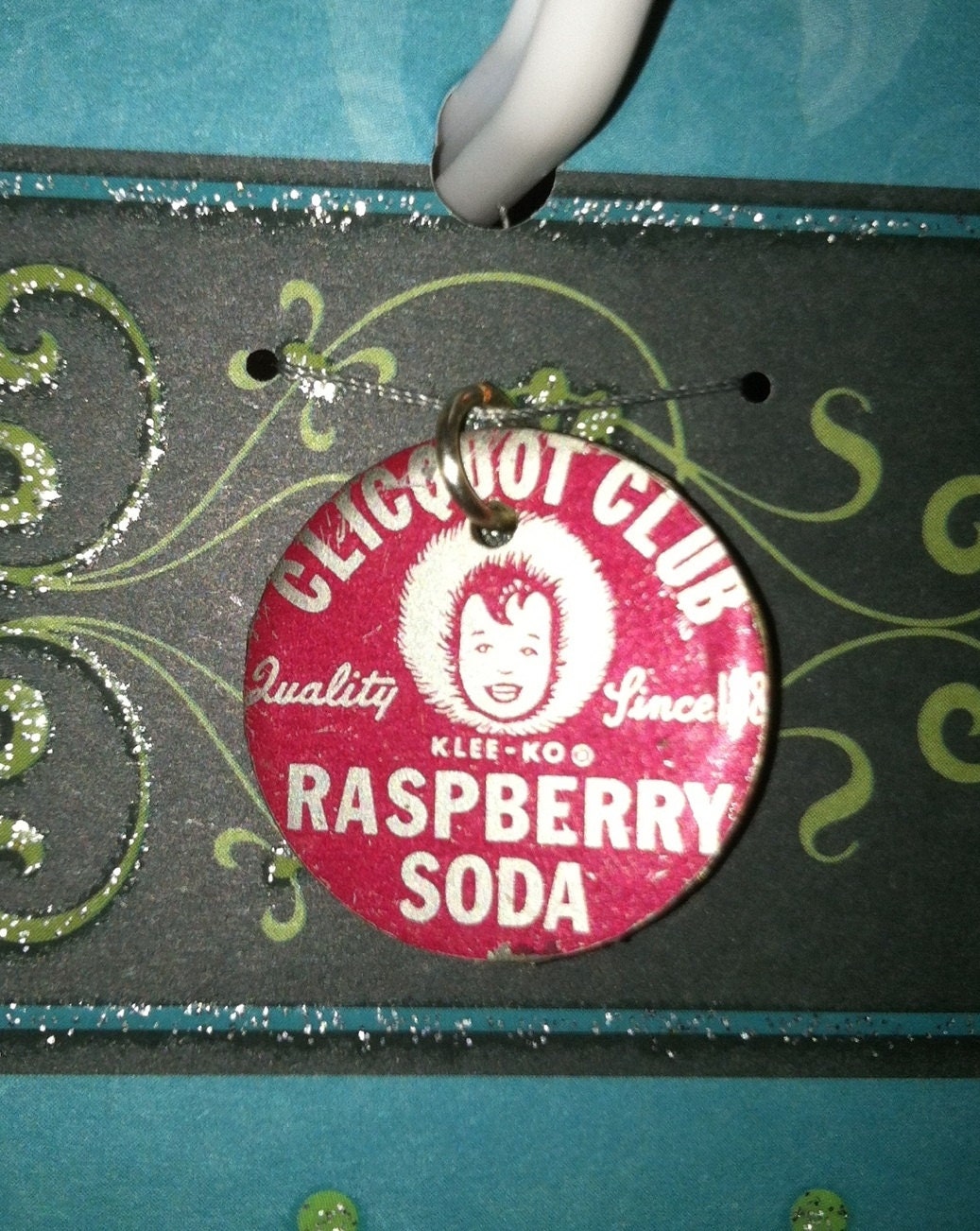 Raspberry Soda Bottle Cap Pendant