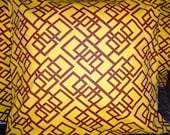 Designer Outdoor Pillow Cover 26"x26"Geometric patterns,Yellow,brown.Designer Pillow - Decorative Pillow - Throw Pillow