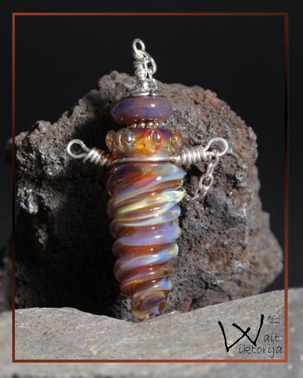PERFUME BOTTLE Jewelry Handmade Lampwork  Beads art glass parfum Vessel PENDANT necklace  Lampwork Art Glass Jewelry by Viktorija Vait