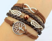 charm bracelet silvery wings &wishing tree bracelet infinity karma bracelet personalized charm bracelet adjustable-N1623