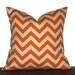 20" Natural and Orange Chevron Zig Zag Pillow- 20 x 20 Inch Chevron Pillow Cover