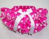 Little MISS LULU Hot Pink Polka Dot Newborn Infant Toddlers Ruffle Bloomers Diaper Cover by Bloomin Cuties