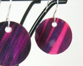 Deep purple and fuschia pink polymer dangle earrings, unique handmade jewelry, polymer clay jewelry