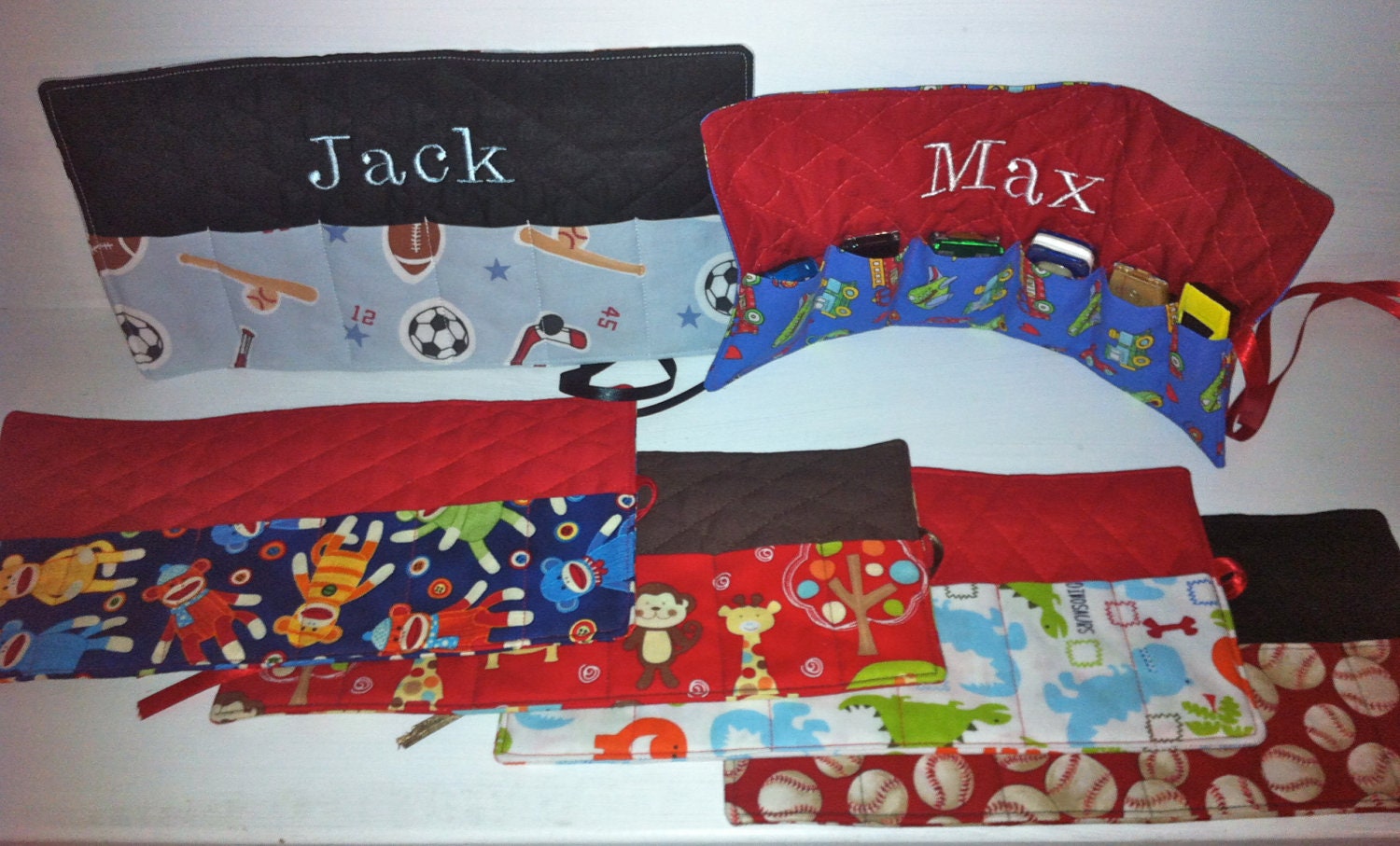 Personalized Hot Wheel / Match Box Car Roll Up  7 Prints to Choose From.  Travel Toy Car Roll Up