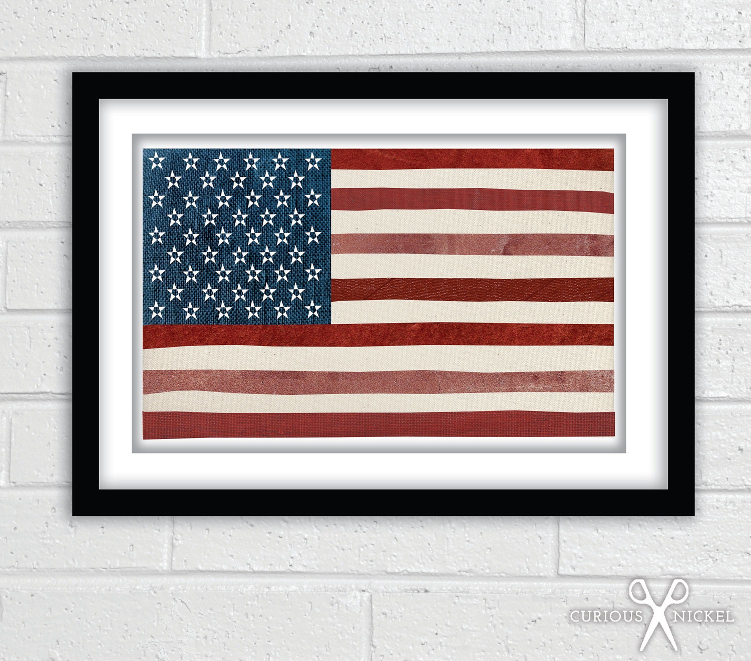 American Flag Textured Collage - Fine Art Giclee Print - 11x17
