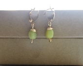 Gift Idea, Gold Dangle Earrings, Wire Wrapped Jewelry, Handmade Earrings, Green Jade Earrings,