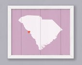 SOUTH CAROLINA - Rustic home decor 16x20 Handmade Personalized Sign Custom Heart Wedding Housewarming Bridal shower Family gift