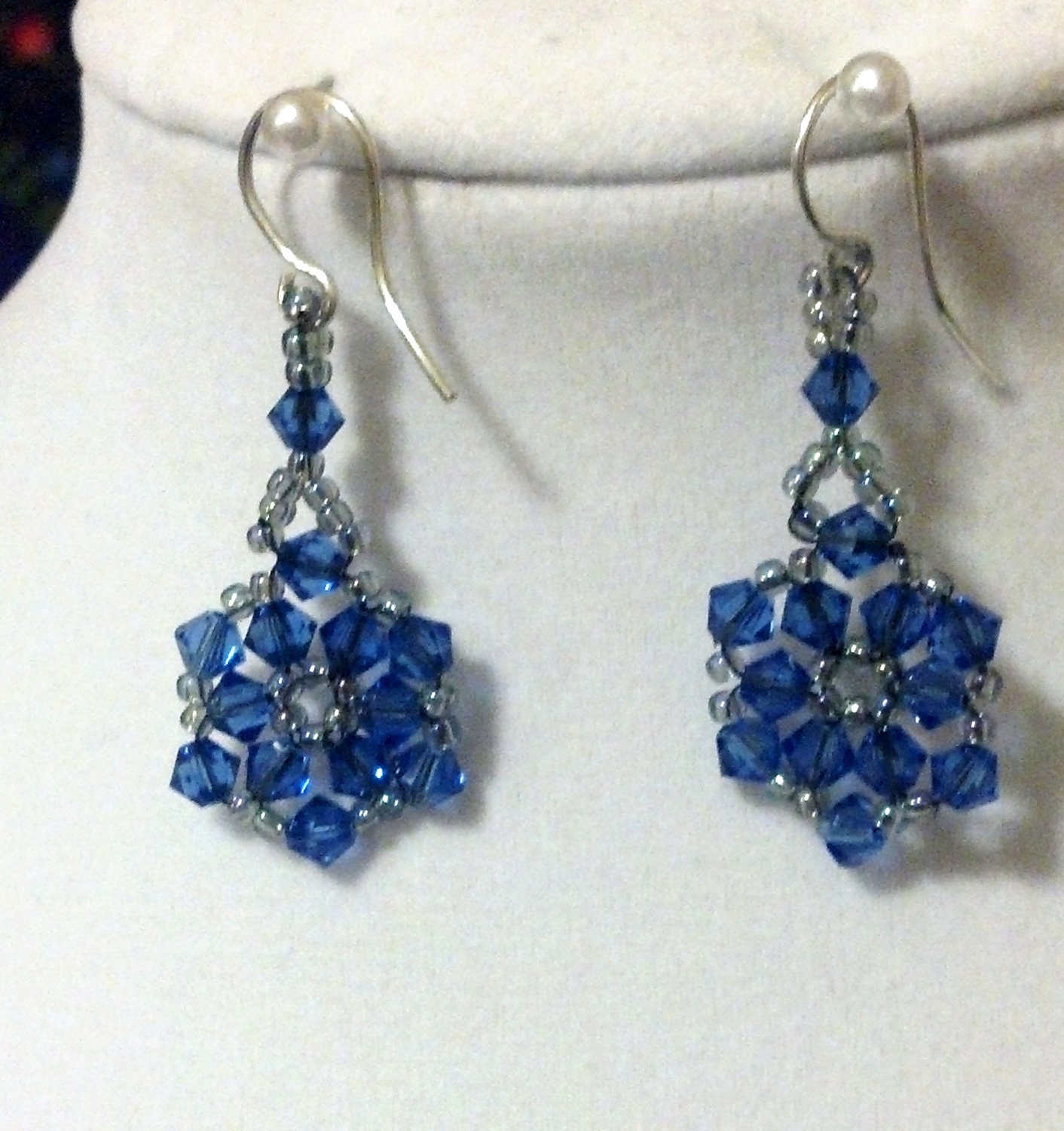Blue Swarvoski Crystal Snowflake Earrings