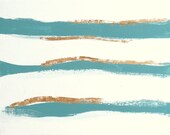 Original Abstract Painting "Mod Undercurrent Sea" Blue Green Aqua and Gold Art on Canvas