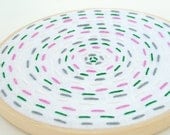 Wall Hanging Embroidery Hoop Modern Abstract Gray Pink Green