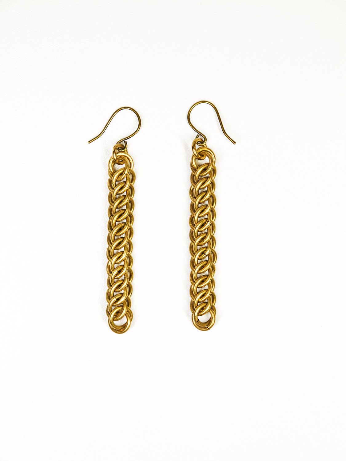 Brass Chainmaille drop earrings