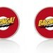 The Big Bang Theory  "Bazinga " Mens Silver Plated 14mm Round Cuff Links.