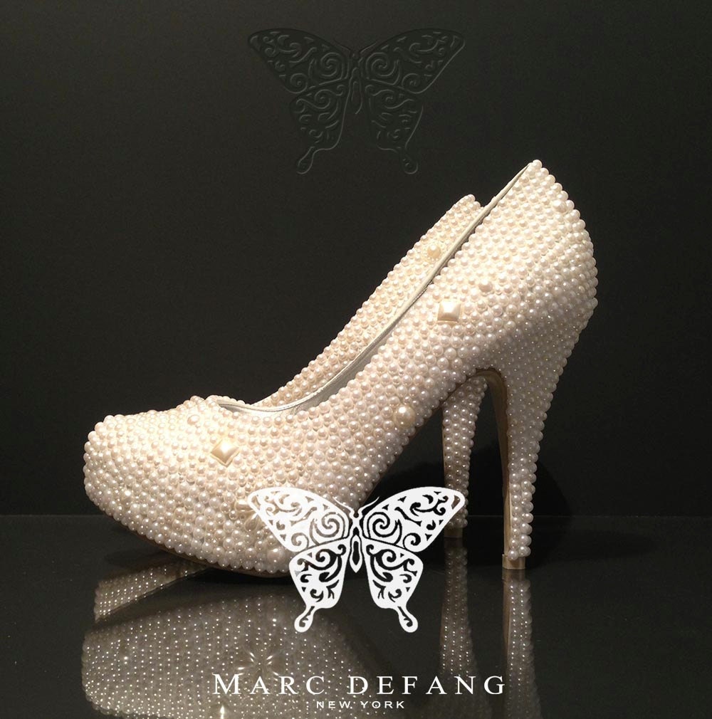 Classic Ivory Pearl Closed Toe Luxury Bridal Shoes