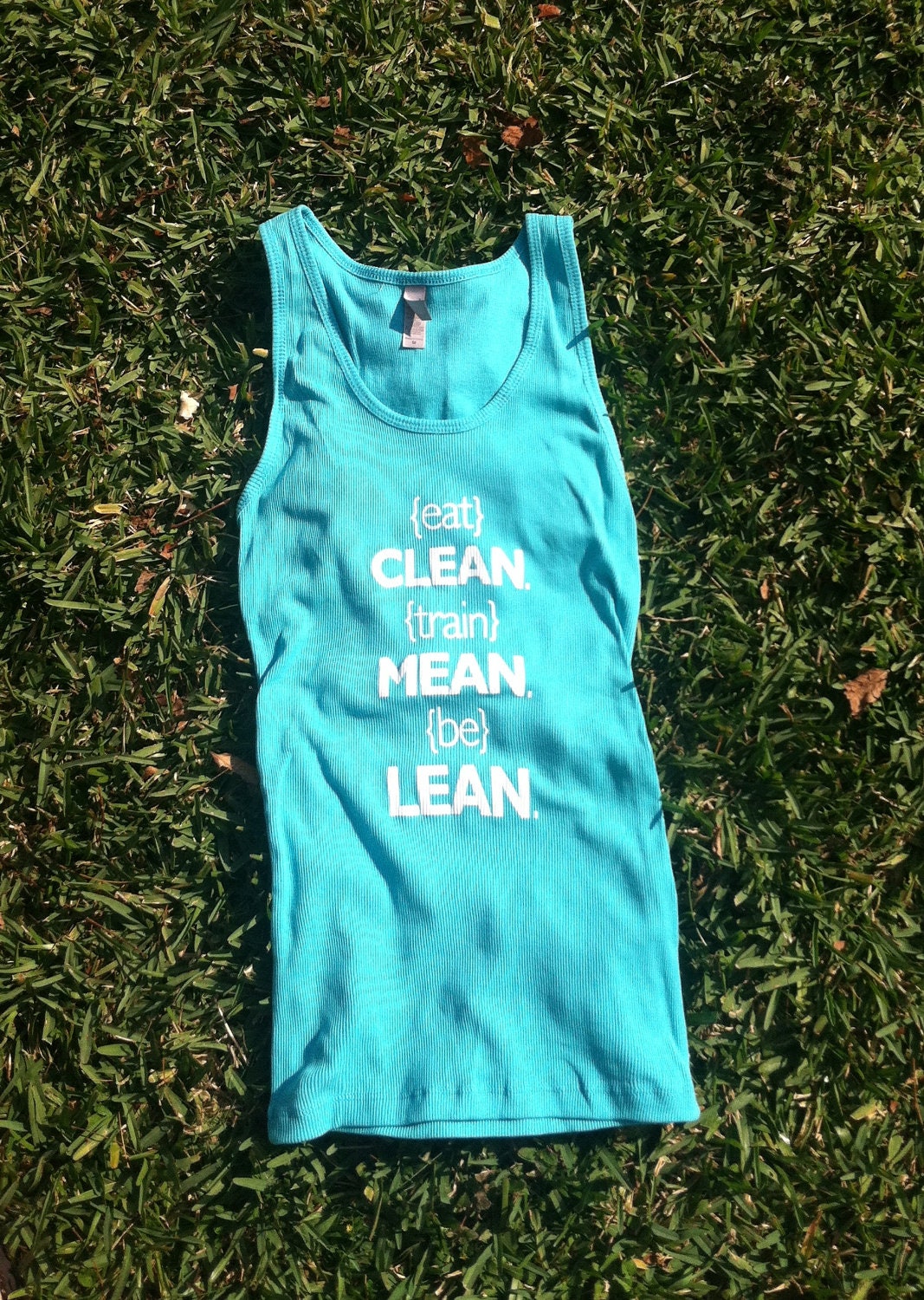 Eat Clean Ribbed Tank Top, Tahiti Blue, MEDIUM