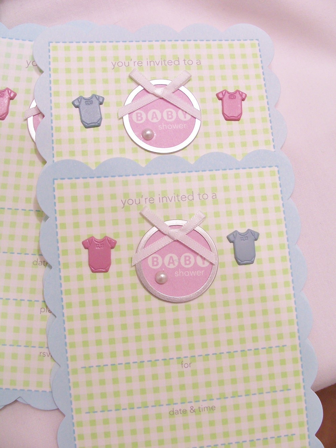 10 Baby shower invitations in pink and blue - baby shower  - unisex baby shower invites - baby shower stationery