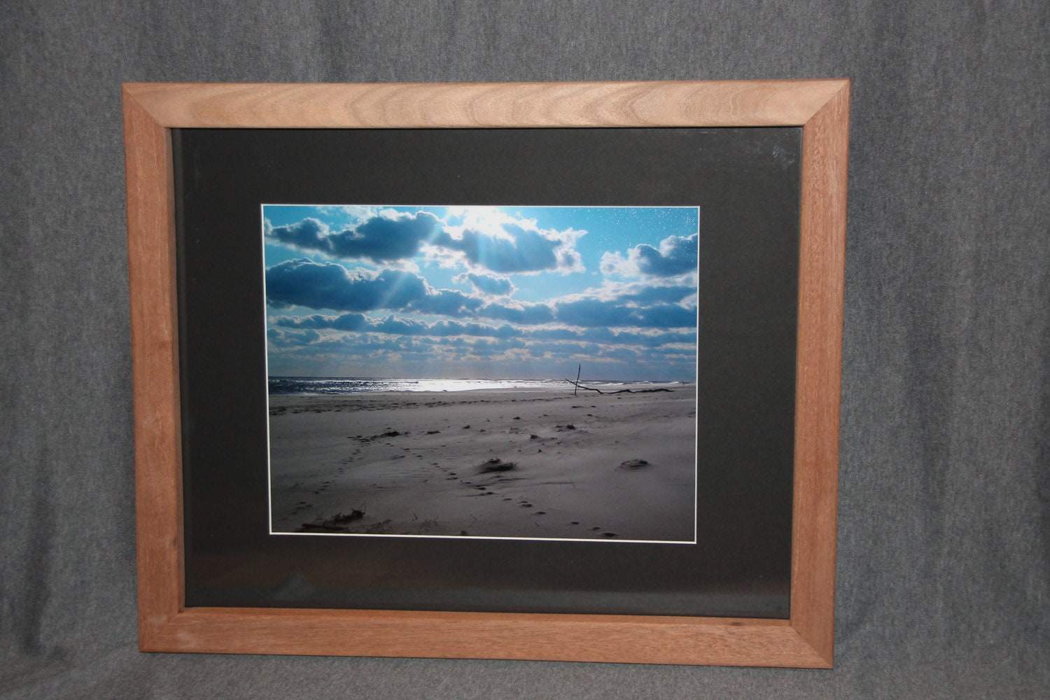 Fine Art Photography Blue Sky over the beach, Ocean landscape, Handmade Wood Frames, Landscape Photography, Wall Decor