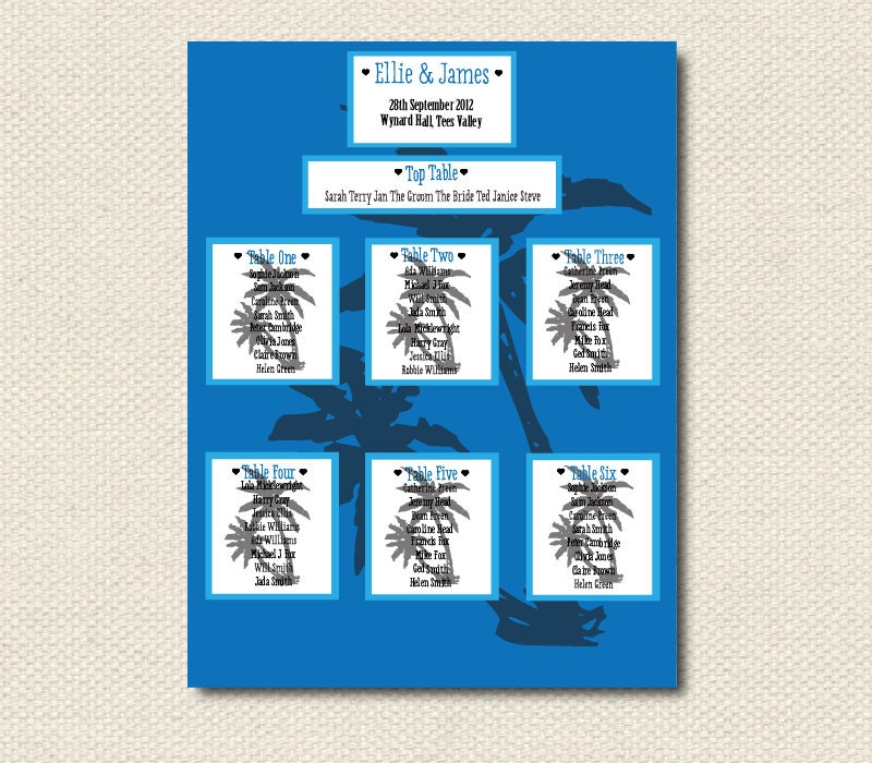 DIY PRINTABLE Palm Tree Destination Table/Seating Plan Il_570xn