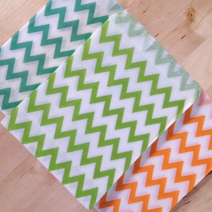 Green Chevron StripeTreat Bags - Party Favor - Baking Craft Party Supplies Il_170x135
