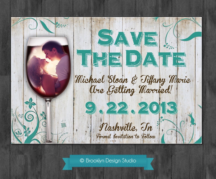 Save The Date Rustic Chabby Chic Theme with Photo-Custom Announcement - Digital File
