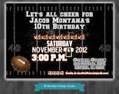 Football Birthday Party Custom Invitation - Black, White and Orange - Digital File