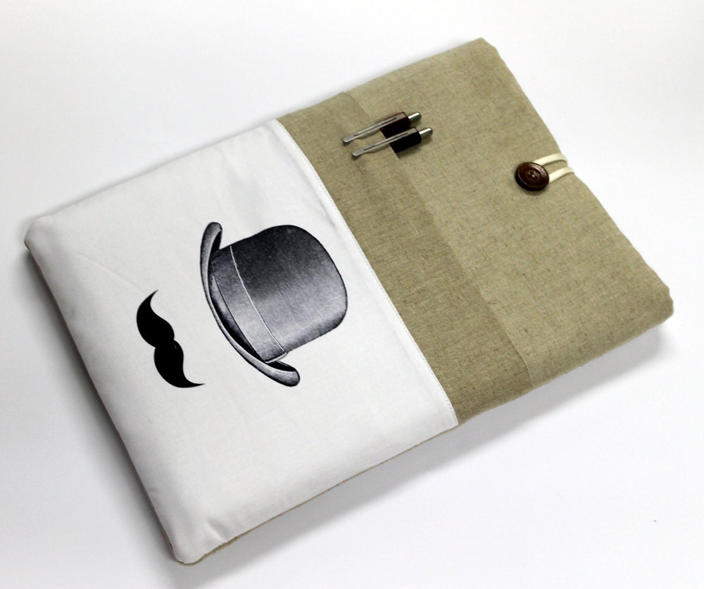 Mustache and hat laptop sleeve cover for 13 inch laptops and ultrabooks