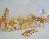 Vintage Assemblage Animals. Circus or Carousel Figures. Boho. Decorative Gift Tags. Collage Mixed Media Supplies, Board Ephemera.