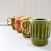 Vintage Coffee Mug Set of 4 - Stackable Stonewear Cups
