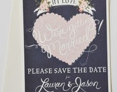 Save the Date Card with matching envelopes set of 25/Chalkboard Inspired