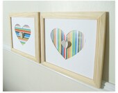3D Heart Wall Art, Heart Art Print, Mixed Media Collage artwork, 10 x 8