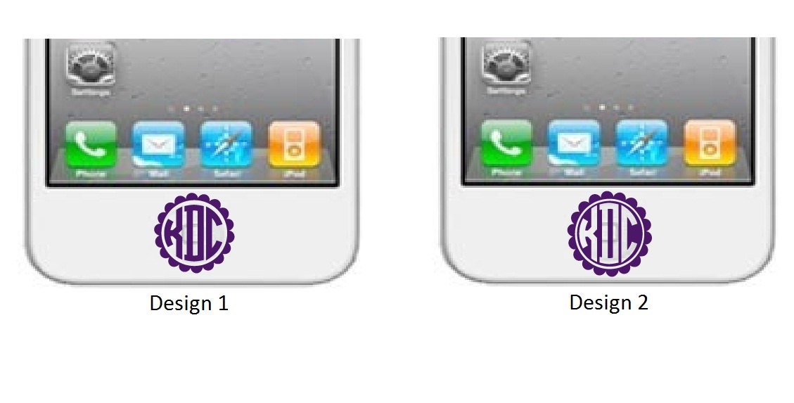iPhone Home Button Monogram Scallop Decal Sticker