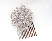 Wedding Hair Comb, Rhinestone Crystal bunch of Flowers style  Bridal hair comb or sash applique hair accessory Wedding tiara