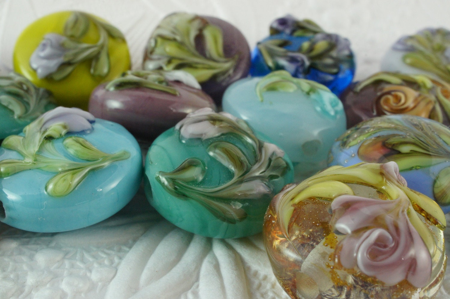 2 Bonuses - Watercolor Floral Bead Tutorial - Step by Step Lampworking Tutorial by Dolly Ahles