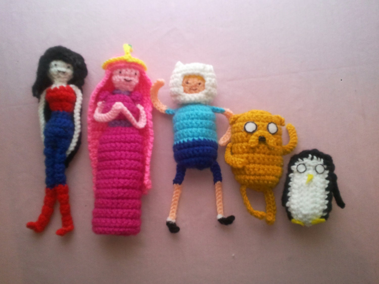 Adventure Time Amigurumi - Set of 6 (Finn, Jake, PB, Marceline, Gunter, LSP) - made to order
