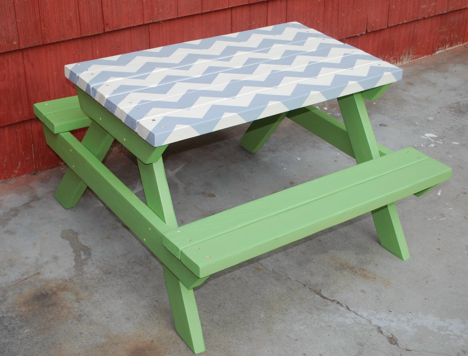 Custom Hand-made, Hand-painted Chevron Picnic Table